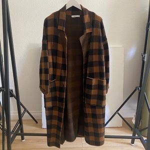 Zara Plaid Knit Coat